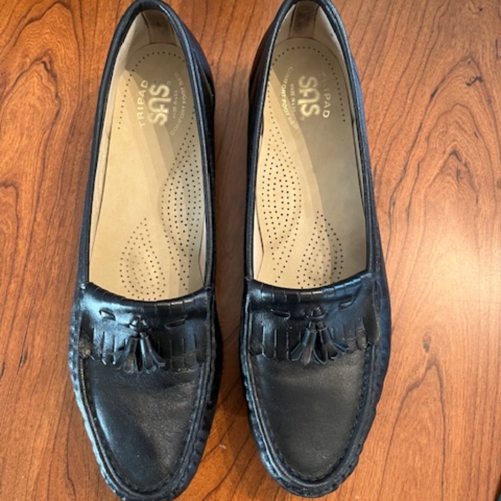 Sas Black Leather Tassel Loafers Tripad Comfort 10.5 S Slim Made In Usa